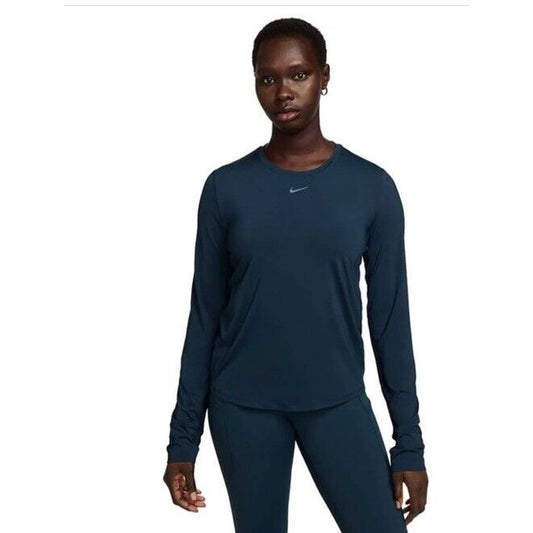 $50 Nike Women’s One Classic Dri-FIT Long-Sleeve Top- Armory Navy (Green)-Large