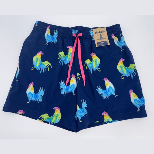 $70 Chubbies The Fowl Plays 5.5" Inseam Swim Trunks- Blue -Medium-New Tag
