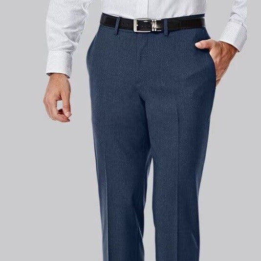Haggar Men's Premium 4 Way Stretch Slim Fit Flat Front Suit Pant-Blue - 32W 32L