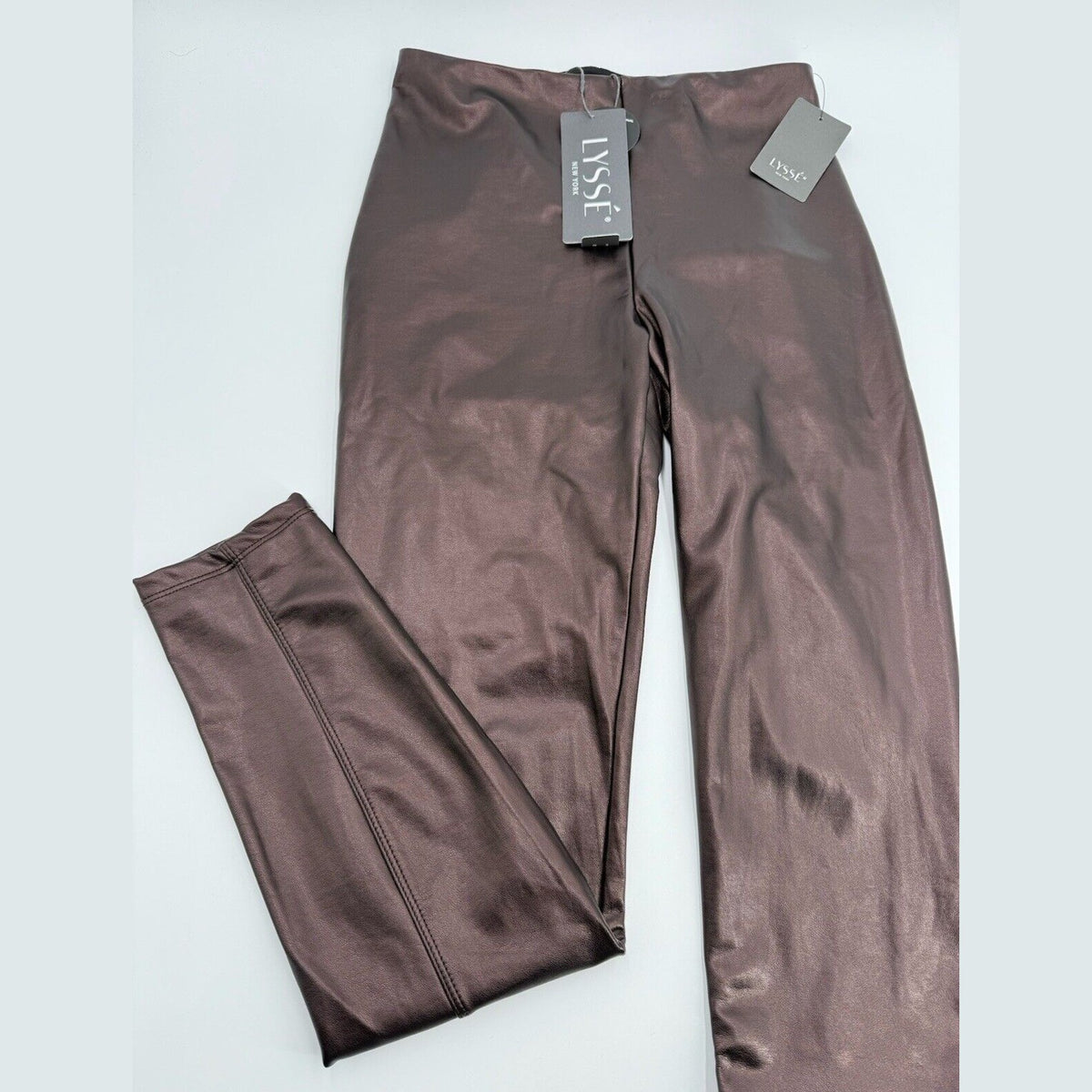 $108 Lysse Women's Stretch Skinny Faux Leather Leggings Pants-Copper -Small- New
