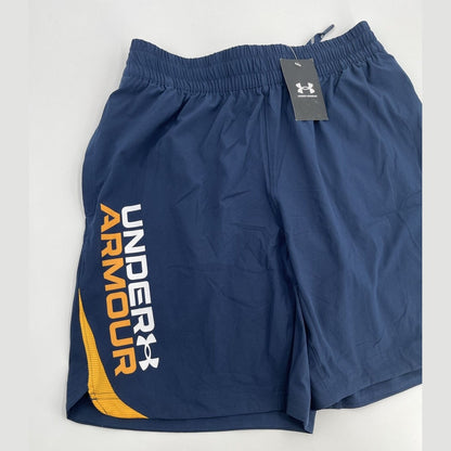 $45 Under Armour Men’s UA Elevated Woven Graphic Shorts-Academy Blue-Small -New