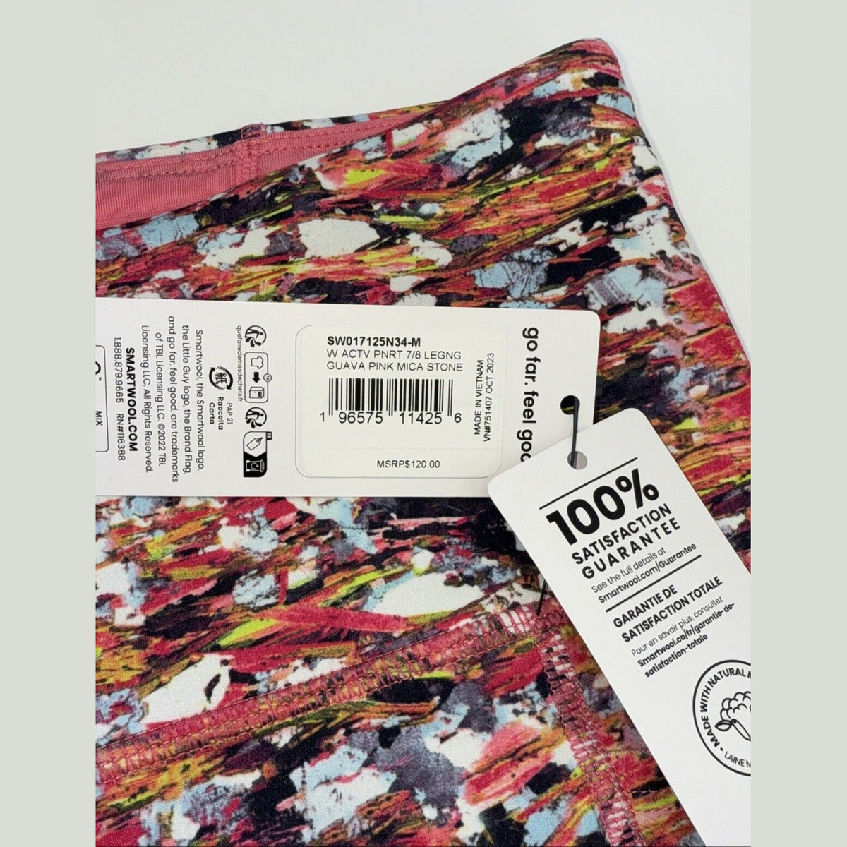 $120 Smartwool Women’s Active Printed 7/8 Leggings-  Guava Pink - Medium- New