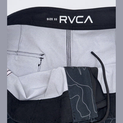 $60 RVCA Men’s Apex 2 - 18" Boardshorts Trunk - Camo Black/Red- Size: 33”- New