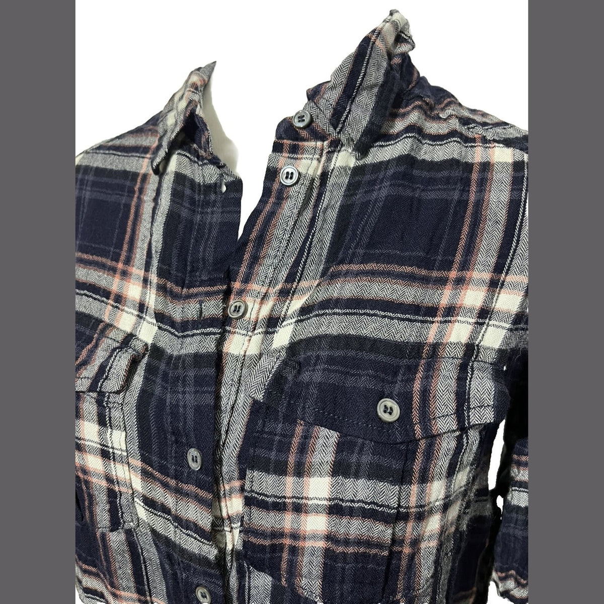 PAIGE Women's Super Soft Plaid Long Sleeve Shirt-Navy Multi-Small-New Tag $190