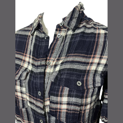 PAIGE Women's Super Soft Plaid Long Sleeve Shirt-Navy Multi-Small-New Tag $190