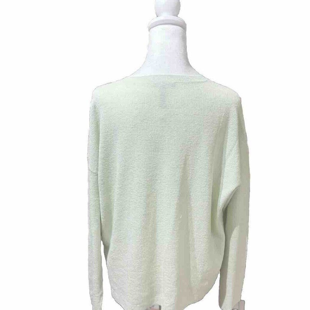 Eileen Fisher Women's Linen Blend Crewneck Long-Sleeve Top-Mist-Medium-New $258