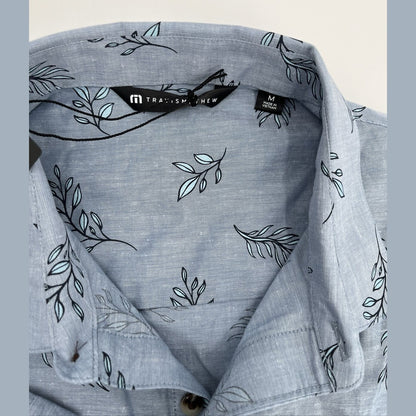 $110 Travis Mathew Men’s Pay Load Button Down Shirt-Quiet Harbor-Medium-New