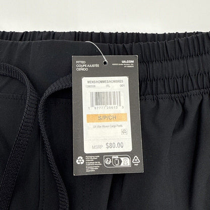 $80 Under Armour Men's UA Woven Vibe Cargo Joggers - Black - Small- New Tag