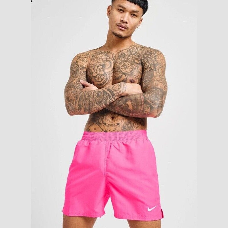 Nike Men's Swoosh Swim Trunks NESSF560-656-  Pink - Medium -NEW- MSRP $50