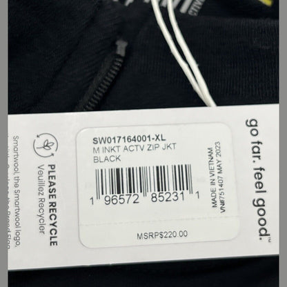 $220 Smartwool Men’s Intraknit Active Full Zip Jacket Merino - Black - XLarge