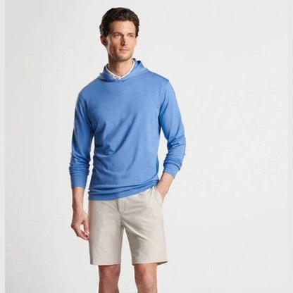 $200 Peter Millar Men’s Pine Performance Hoodie Pullover-Starboard Blue-Small