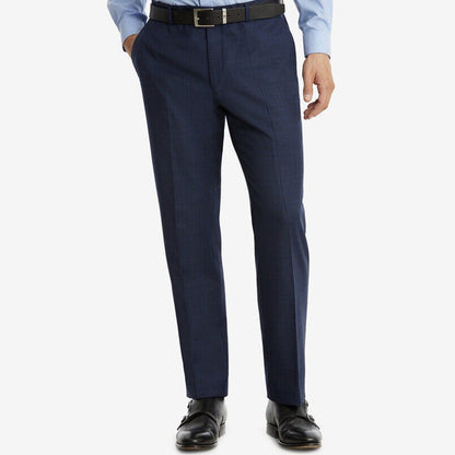 Tommy Hilfiger Men's 32W 32L Modern Fit THflex Wool Plaid Pants-Blue -Tyler-$190
