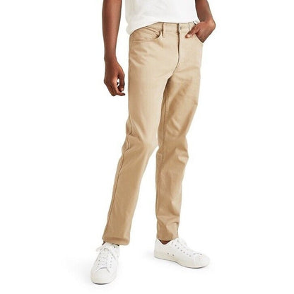 Dockers Men’s Straight Fit Jean Cut All Seasons Tech Jeans Pants-Khaki-33W 30L