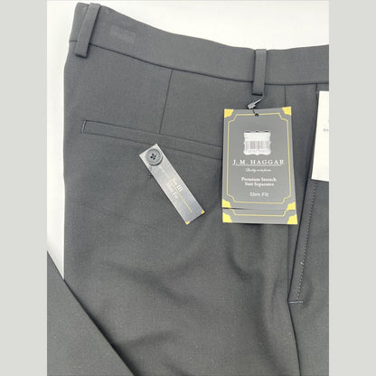 Haggar Men's Joe III Premium Stretch Suit Pants Slim Fit-Black-33W/32L -New $100