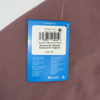 $60 Columbia Women's Anytime Slim Fit Pull-On Pants -UPF 50*- Fig- Medium -New