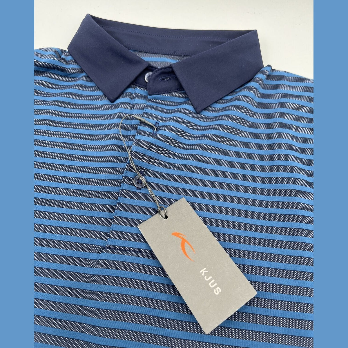 $104 KJUS Men’s Luis Stripe Comfort Golf Polo Shirt MG60-JO8-Atlanta Blue-Small