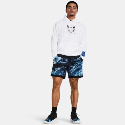 Under Armour Men’s Curry X Bruce Lee Be Water Mesh Basketball Shorts-Blue -Large