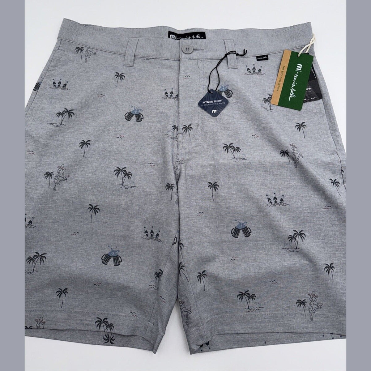 $89 Travis Mathew Men’s Straight Shot 9” Shorts - Heather Sleet- 34W - NWT