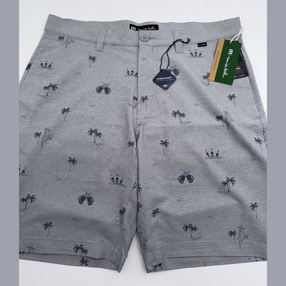 $89 Travis Mathew Men’s Straight Shot 9” Shorts - Heather Sleet- 34W - NWT