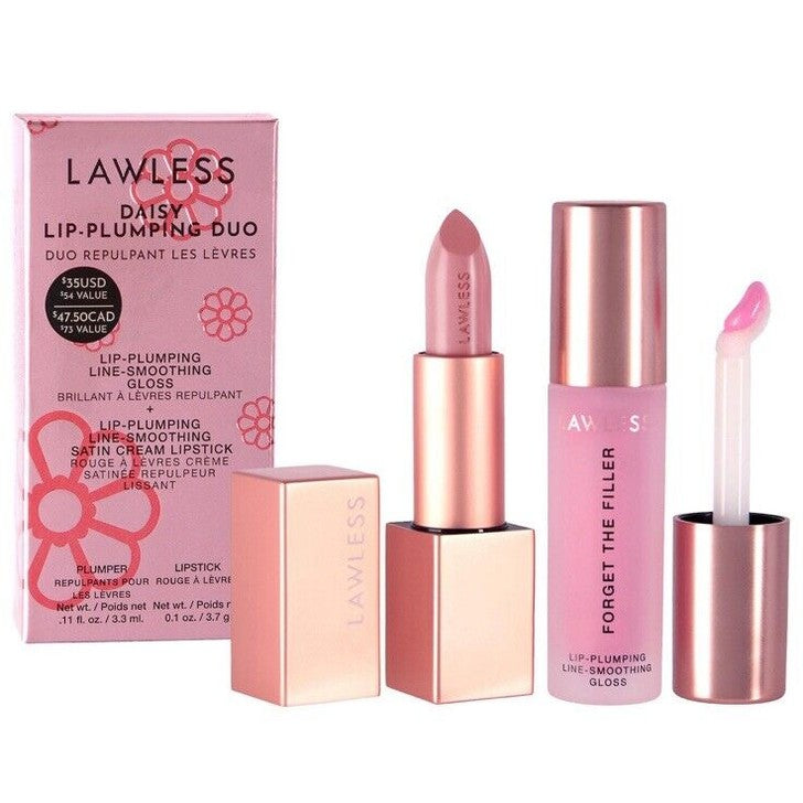LAWLESS Daisy Plumping Gloss and Lipstick Duo, Limited Edition, Free Shipping!