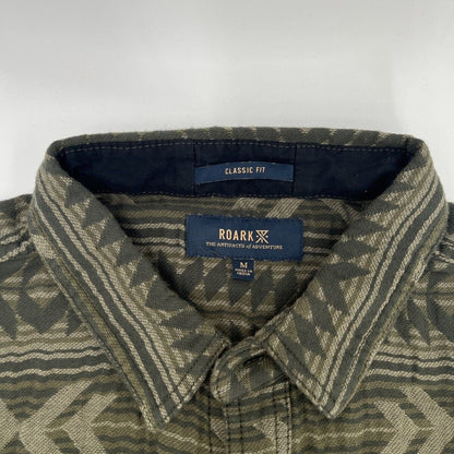 $119 Roark Men’s Weston Long Sleeve Button Up Jacquard Shirt-Military-Medium
