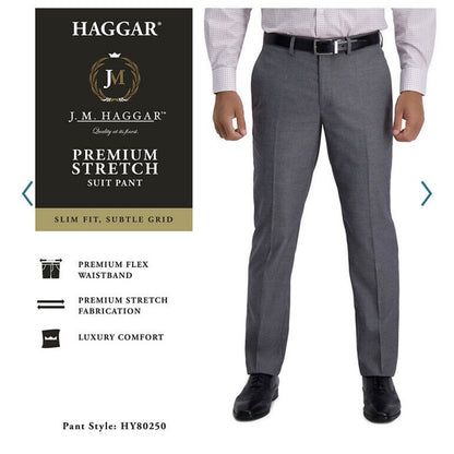 Haggar Men's Joe III Premium Stretch Suit Pants Slim Fit-Black-33W/32L -New $100