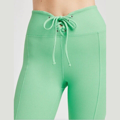 $125 Year of Ours Women’s Ribbed Ribbed Knit Leggings TN1037-GW- Green-Small-NEW