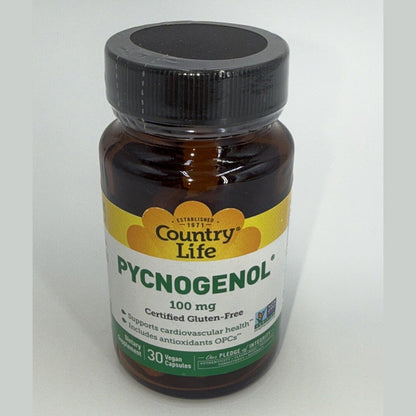 Country Life Pycnogenol 100 mg 30 Veggie Caps Gluten-Free, Kosher Exp 08-2026