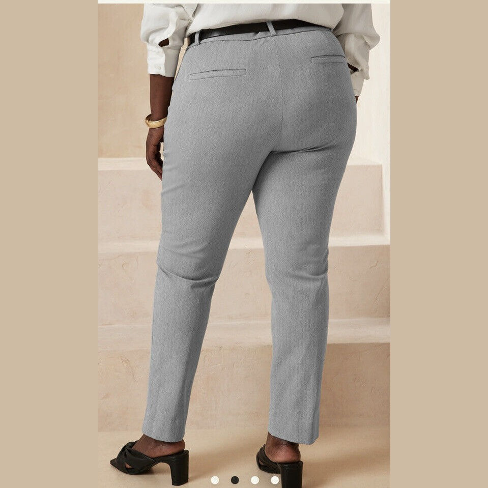 BANANA REPUBLIC Curvy SLOAN Women's Mid Rise Slim Fit Ankle Pants-Gray-Size 14