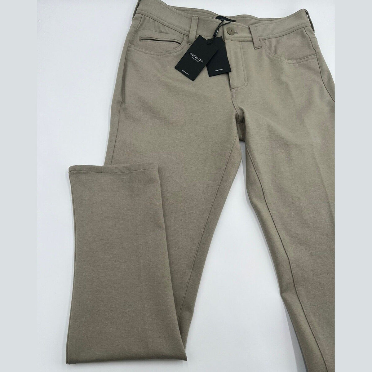 Bugatchi Men's 5 Pocket Stretch-Knit Performance Pants-Beige- 30W 32L-New $179