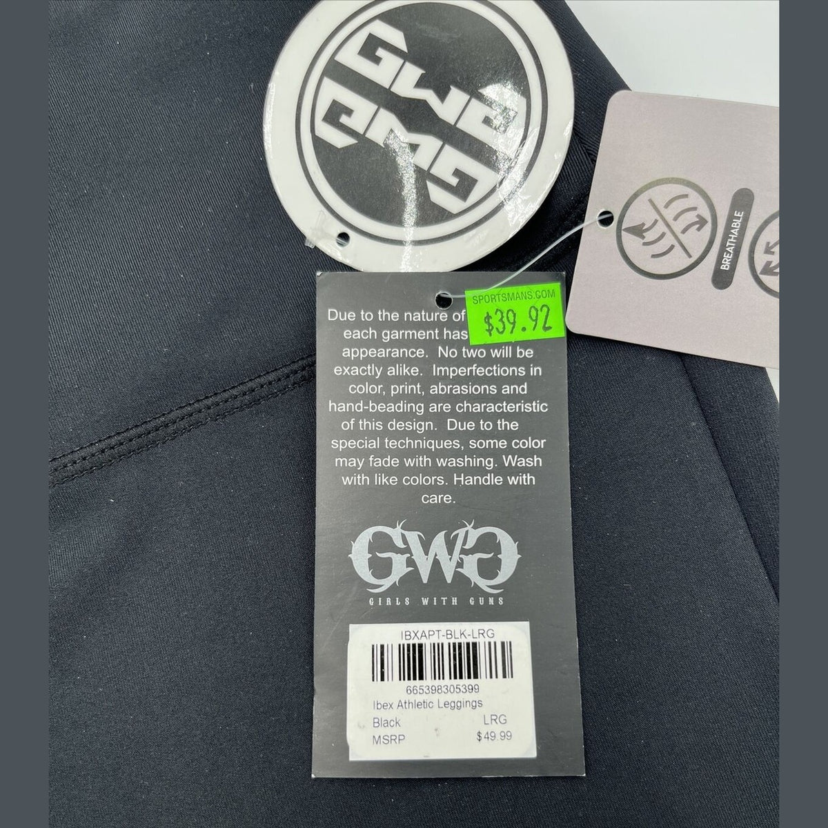Girls With Guns Women’s Ibex Athletic Active Leggings-Black-Large-New Tags $50