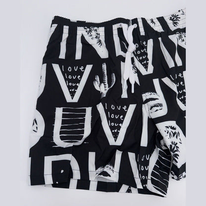 $65 Duvin Design Men's Cactus Swim Trunk Shorts - Black/White - Size: Large -NEW