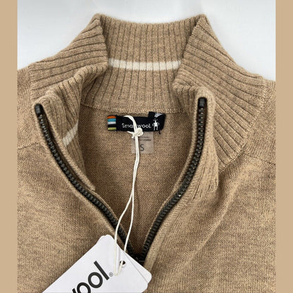 $110 Smartwool Men's Sparwood Zip-Neck Sweater-Toasted Coconut Heather-Small-New