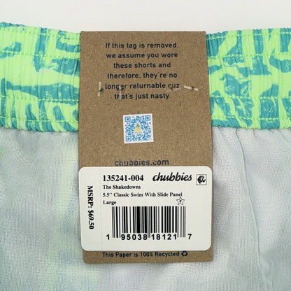 $70 Chubbies The Shakedowns 5.5" Inseam Swim Trunks-Green Blue -Large -New Tag