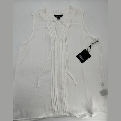 $35 Simply Vera Vera Wang Tie Front Pin-tuck sleeveless Top-White-Medium-New Tag