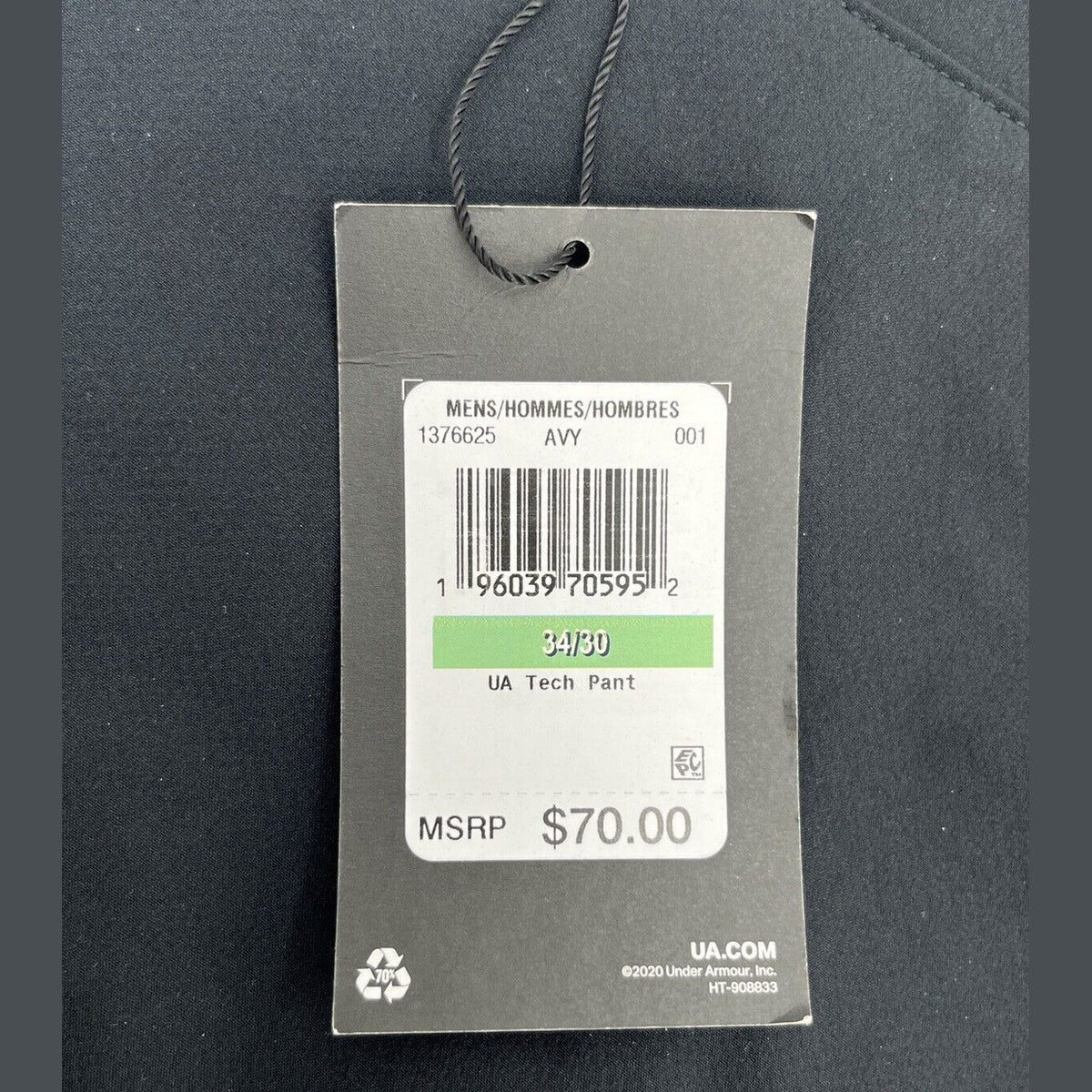 $70 Under Armor Men’s Wicking Golf Flat Front Pants -Black - Size: 34W 30L - New