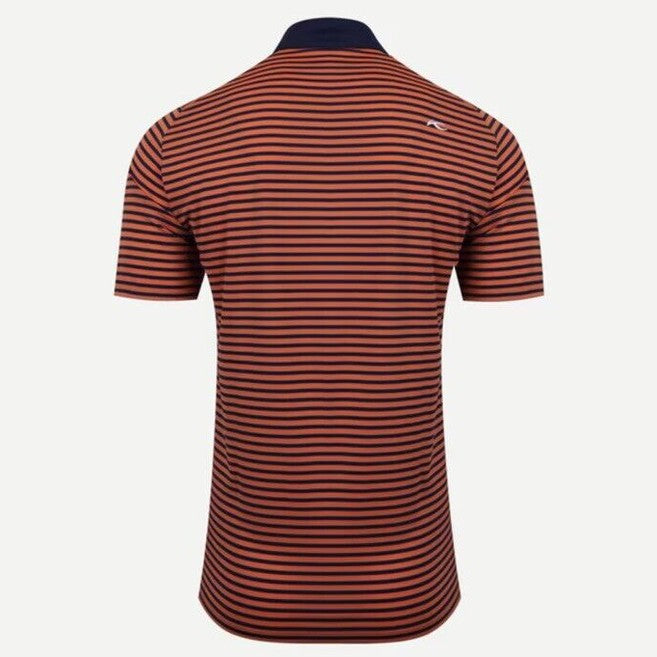$109 KJUS Men’s Luis Stripe Comfort Golf Polo Shirt MG60-JO8-Tangerine-Small-New