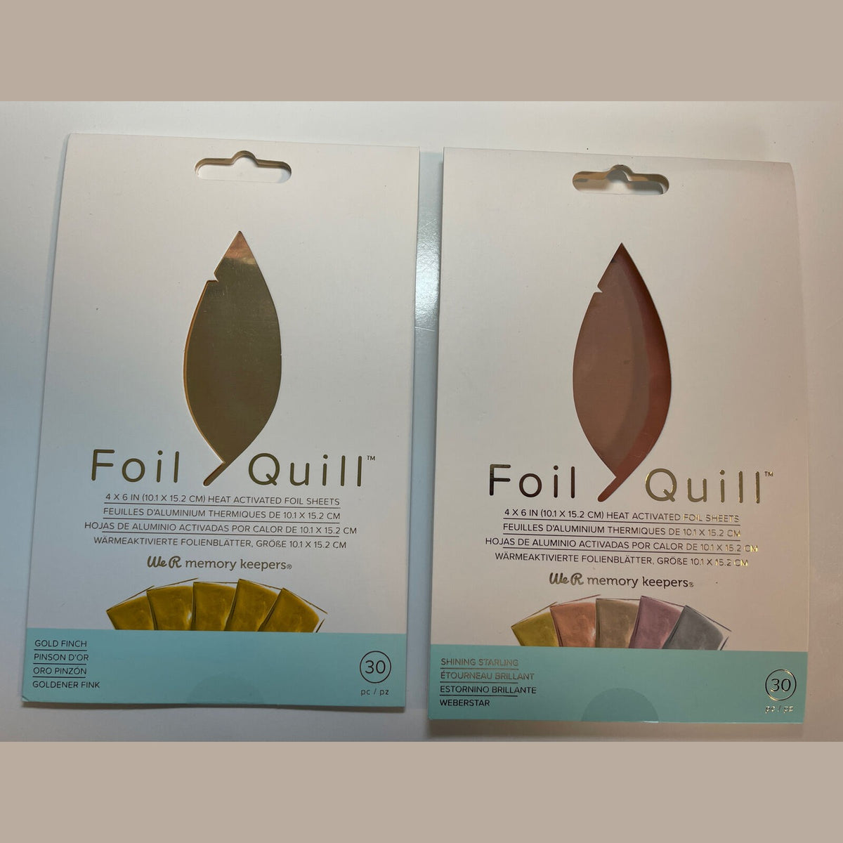 Lot Of 2 We R Memory Keepers Foil Quill Foil Sheets 4"X6" 30/- Gold / Shining