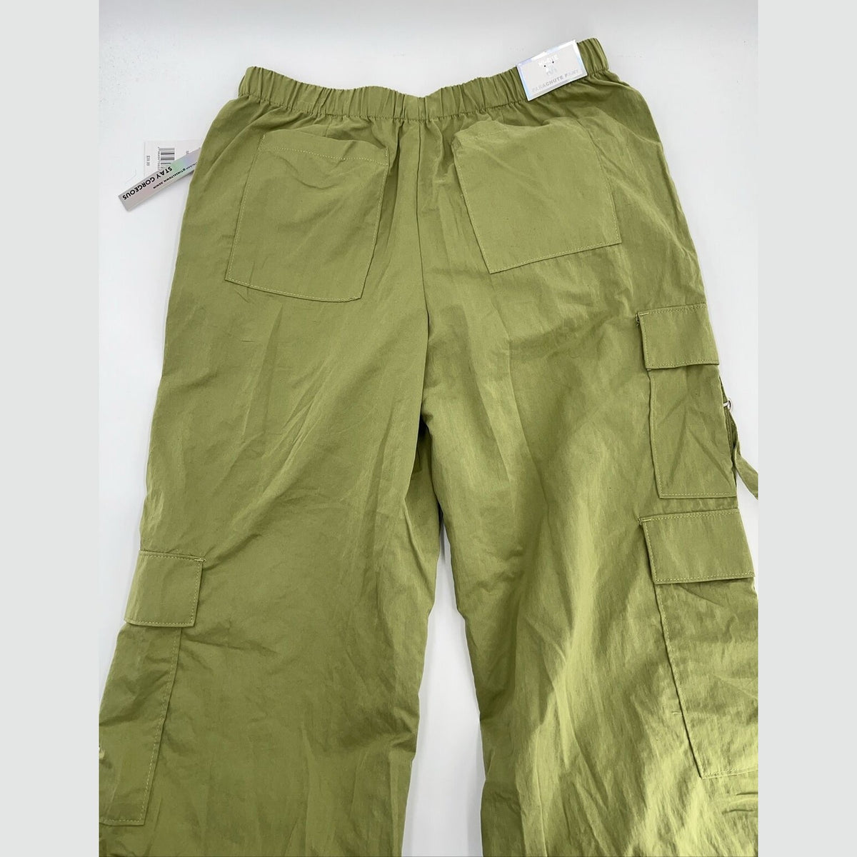 $40 Tinseltown Juniors D-Ring Parachute Pants - Moss Stone Lime - Medium -NWT