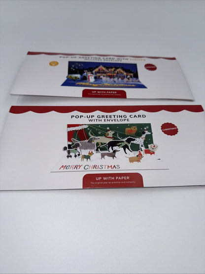 Lot Of 2 Up With Paper 3D Pop-Up Christmas Cards- Combo B- Over $30 Retail!