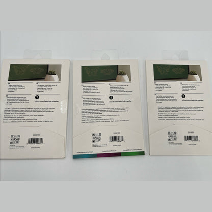 3 Pkg Cricut FOIL TRANSFER SHEETS - GOLD, ROSE,JEWEL GREEN, 4x6 New 72 Sheets