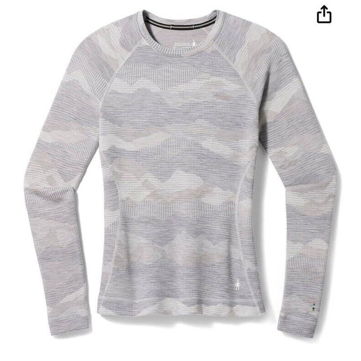$110 Smartwool Women’s 250 Merino Wool Base Layer Crew Top-Gray Print-XSmall-New