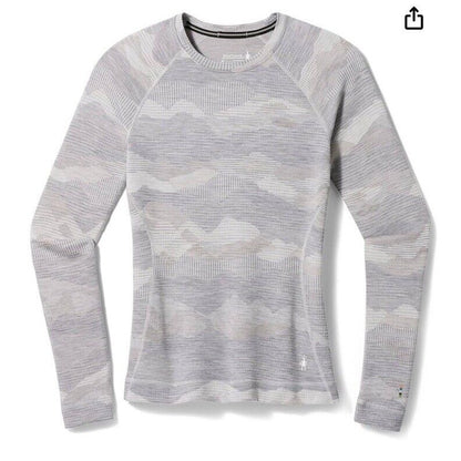 $110 Smartwool Women’s 250 Merino Wool Base Layer Crew Top-Gray Print-XSmall-New