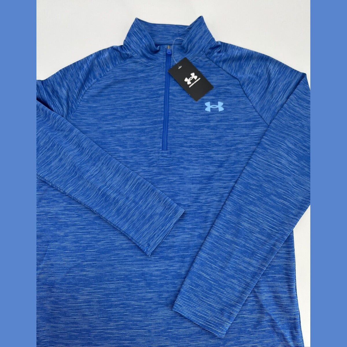 $45 Under Armour Men’s Technical Textured Half Zip Performance Shirt-Blue-Small