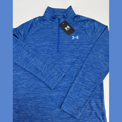 $45 Under Armour Men’s Technical Textured Half Zip Performance Shirt-Blue-Small