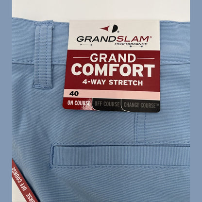 Grand Slam Performance Stretch Golf Shorts Mens -Chambray Blue- 40W- New $65