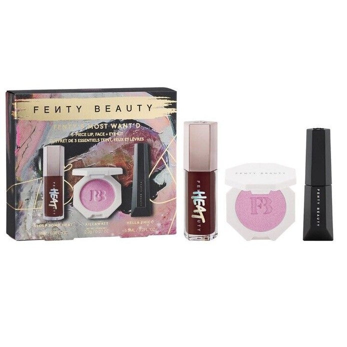 Fenty Most Want'd 3 Piece Lip Face Eye Kit Holiday Gift Set Gloss Bomb NIB