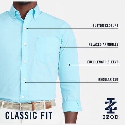 IZOD Men’s Classic Plaid Button-Down Shirt - Blue Estate - Small