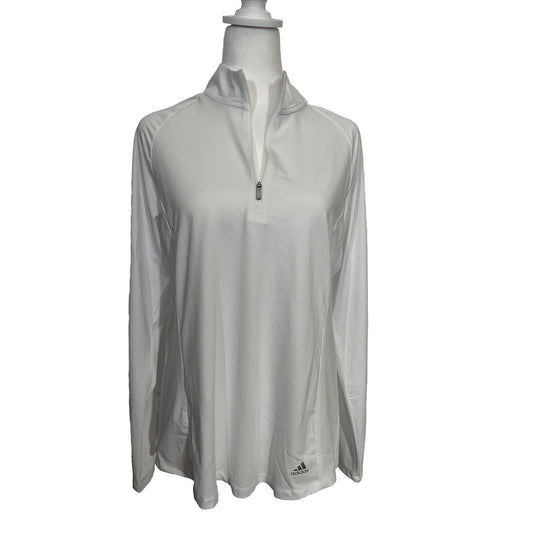 $60 ADIDAS Women's Knit 1/4 Zip UPF-50 Golf Top-White - SIZE: Large- New Tags