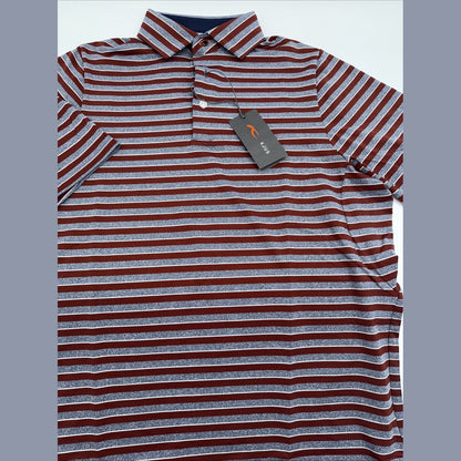 $99 Kjus Men’s Soren Golf Polo Striped Performance Shirt- Cedar -Size: 48/Small